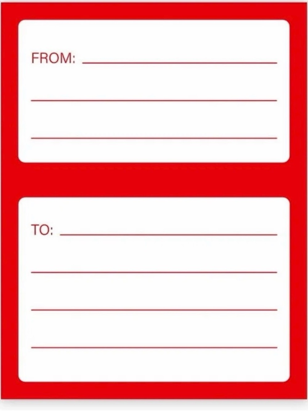 Postage label Red To/From Gift Labels - Blank Address Stickers